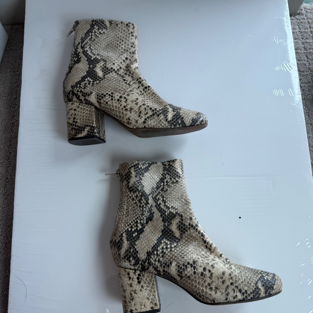 Free People Cecile Python Style Leather Ankle Boo… - image 2
